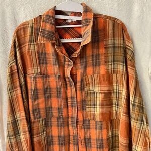 WB Long Plaid Knit Top